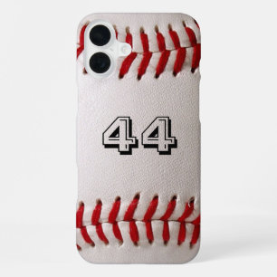 Aangepaste honkbalnummerkunst – Sportfoto met hoge iPhone 16 Plus Hoesje
