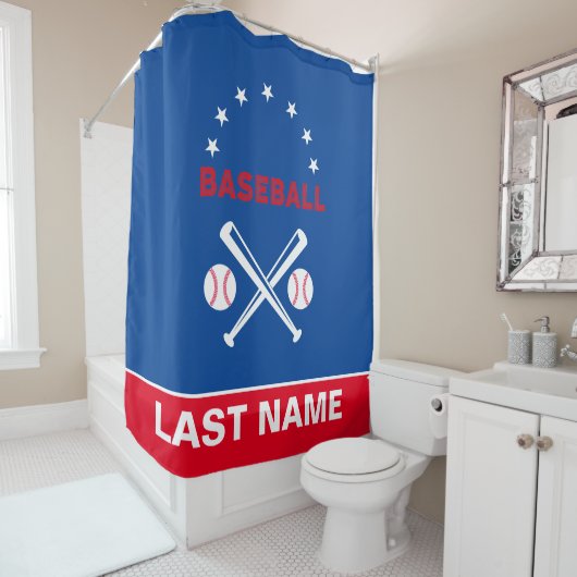 Aangepaste honkbalspeler douchegordijn (In situ)