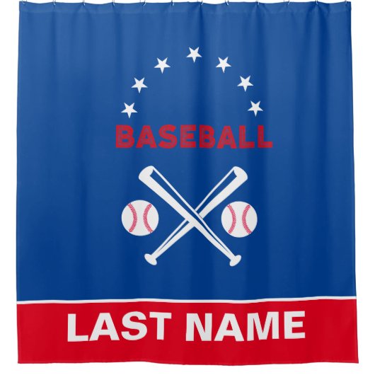 Aangepaste honkbalspeler douchegordijn (Voorkant)