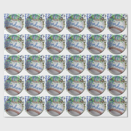 Aangepaste honkbalsport op zaterdag cadeaupapier (Vlak)