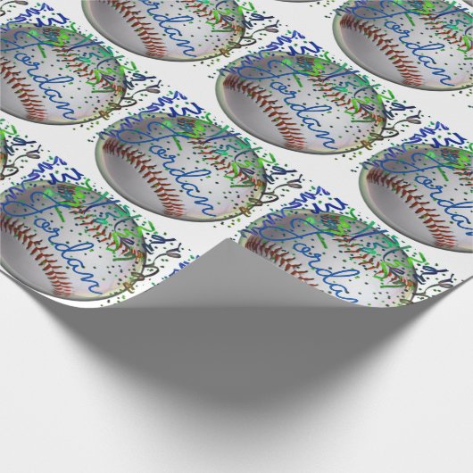 Aangepaste honkbalsport op zaterdag cadeaupapier (Hoek)