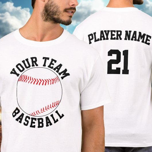 Aangepaste honkbalteamnaam, spelernaam en -nummer t-shirt