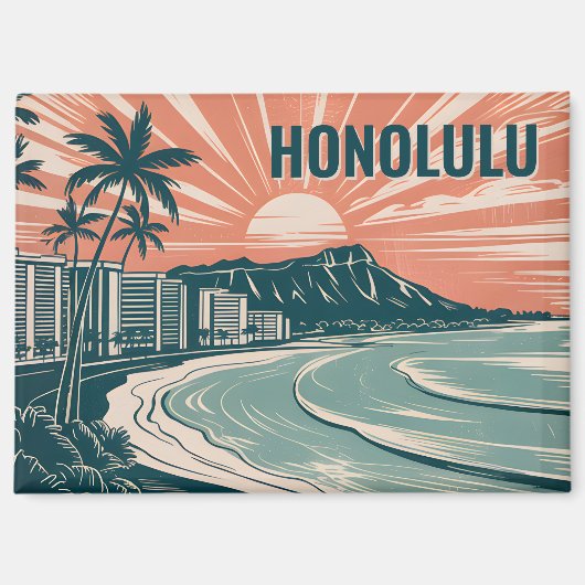 Aangepaste Honolulu Waikiki Diamond Head Schildera Magneet (Voorkant)