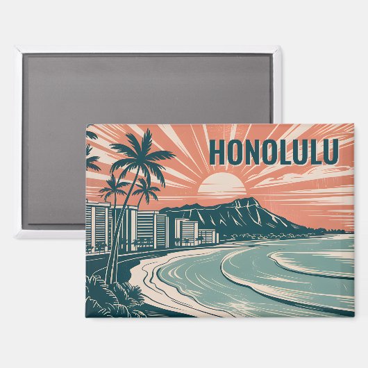 Aangepaste Honolulu Waikiki Diamond Head Schildera Magneet (Voorkant / Achterkant)