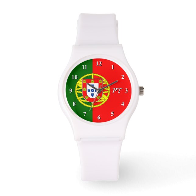 Aangepaste horloge met Portugese vlag van Portugal (Voorkant)
