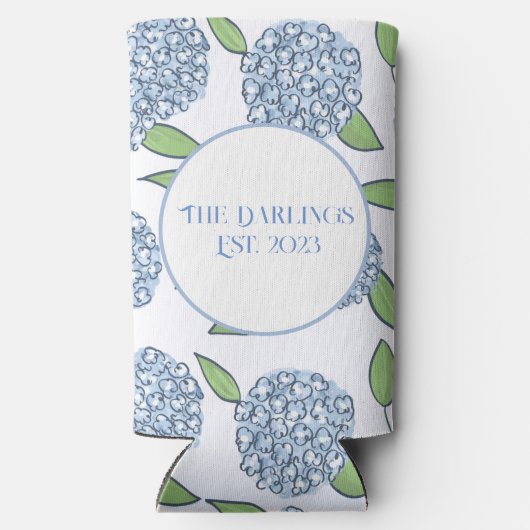 Aangepaste Hortensia New England Trouwweekend  Seltzer Blikjeskoeler (Achterkant)