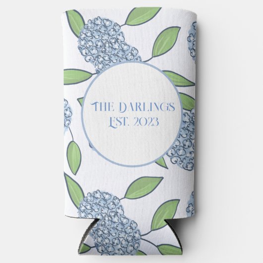 Aangepaste Hortensia New England Trouwweekend  Seltzer Blikjeskoeler (Voorkant)