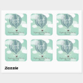 Aangepaste Hot Air Blue ballon Hartelijk dank, Sti Vierkante Sticker (Vel)