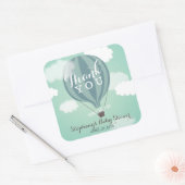 Aangepaste Hot Air Blue ballon Hartelijk dank, Sti Vierkante Sticker (Envelop)