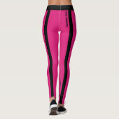 Aangepaste Hot Pink en Black Stripes Leggings (Achterkant)