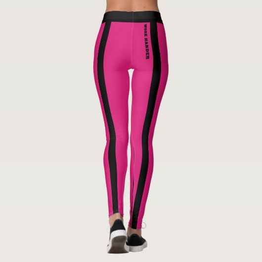 Aangepaste Hot Pink en Black Stripes Leggings (Achterkant)