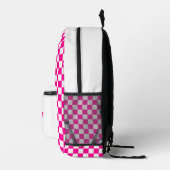 Aangepaste Hot Pink en Witte Geruite Bedrukte Rugzak (Rechts)