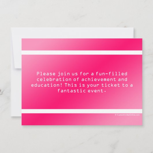 Aangepaste Hot Pink Verjaardagsfeesttoegangskaart Kaart (Achterkant)