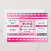 Aangepaste Hot Pink Verjaardagsfeesttoegangskaart Kaart (Voorkant)