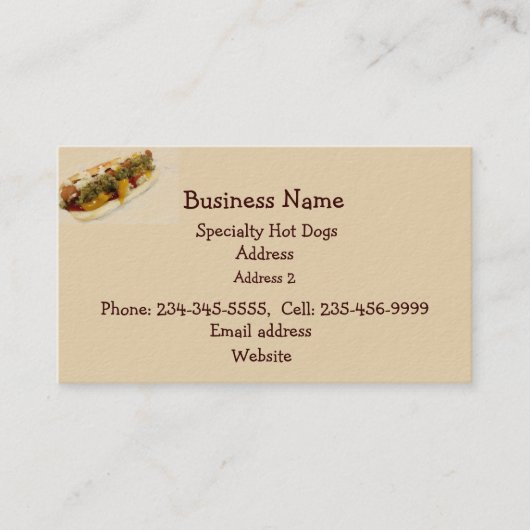 Aangepaste hotdogstandaard of Visitekaartje met vo (Voorkant)