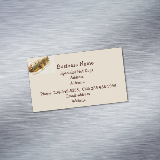Aangepaste hotdogstandaard of Visitekaartje met vo Magnetisch Visitekaartje (Voorbeeld)