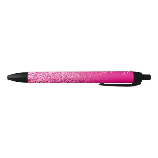 Aangepaste hotroze faux glitter ombre zwarte inkt pen (Bodem)