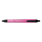 Aangepaste hotroze faux glitter ombre zwarte inkt pen (Achterkant)