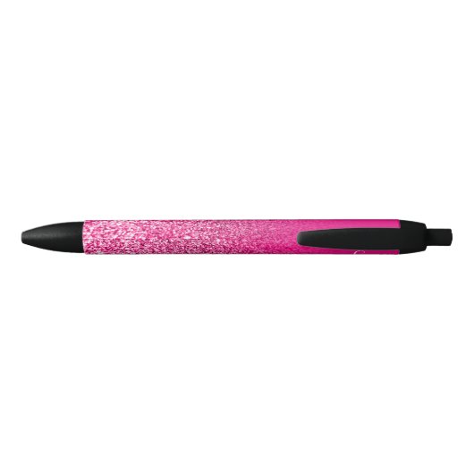 Aangepaste hotroze faux glitter ombre zwarte inkt pen (Achterkant)