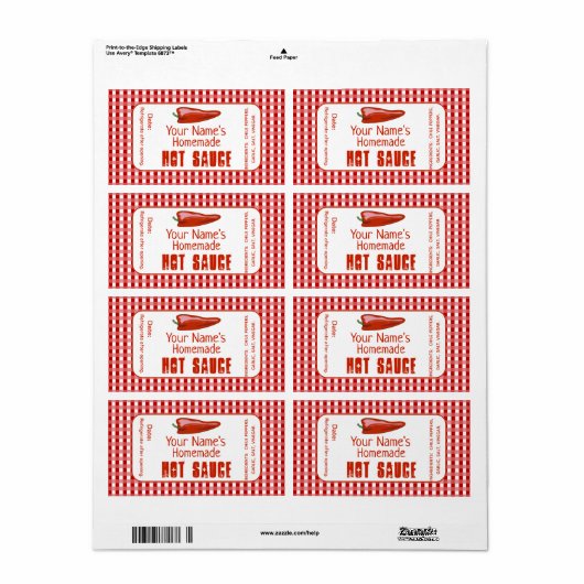 Aangepaste hotsauslabels Aangepaste homemade-voedi Etiket (Full Sheet)