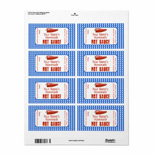 Aangepaste hotsauslabels Aangepaste homemade-voedi Etiket (Full Sheet)