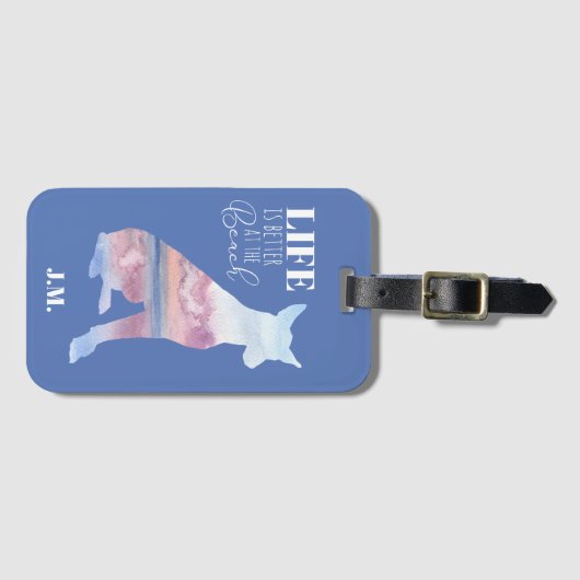 Aangepaste Hound Strand Scene Bagage Label (Voorkant (horizontaal))