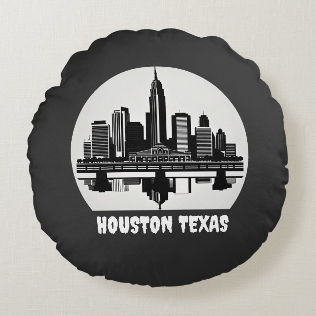 Aangepaste Houston Skyline Rond Kussen (Voorkant)