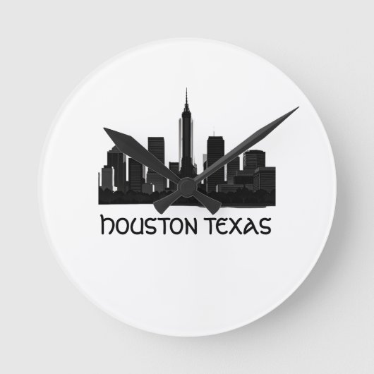 Aangepaste Houston Texas Skyline Ronde Klok (Voorkant)