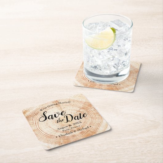 Aangepaste houten schijf Sla de datum unieke bruil Kartonnen Onderzetters (Insitu)