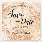 Aangepaste houten schijf Sla de datum unieke bruil Kartonnen Onderzetters (Voorkant)