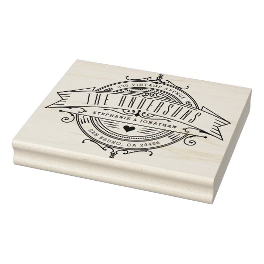 Aangepaste houten stempel | Vintage bruiloft retou (Stempel)