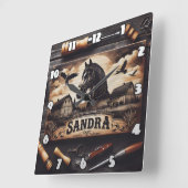 Aangepaste houtgravure van paard en schuren vierkante klok (Hoek)