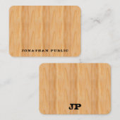 Aangepaste houtlook distressed tekst monogram notitiekaartje (Voorkant / Achterkant)