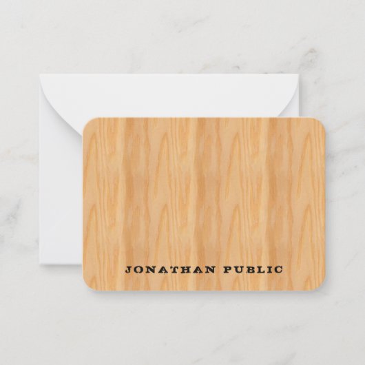 Aangepaste houtlook distressed tekst monogram notitiekaartje (Voorkant)