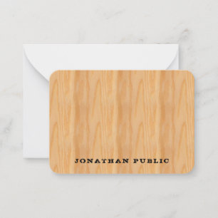 Aangepaste houtlook distressed tekst monogram notitiekaartje