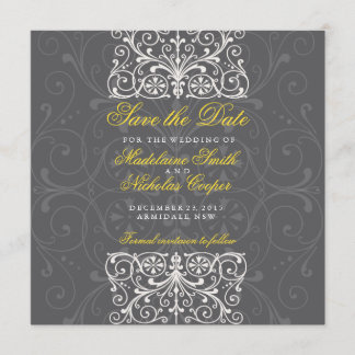 Aangepaste houtskool en witte vintage met uitzonde save the date