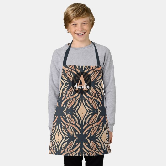 Aangepaste houtskool grijs & perzik zuidwestelijke schort (Gedragen)