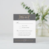 Aangepaste houtskool moderne bruiloft RSVP Kaartje (Staand voorkant)