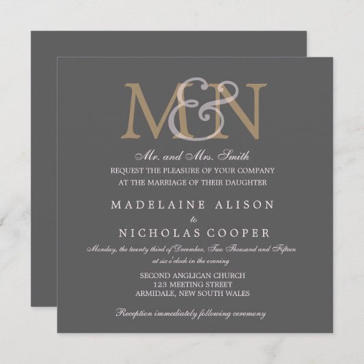 Aangepaste houtskool voor moderne bruiloft kaart (Voorkant / Achterkant)