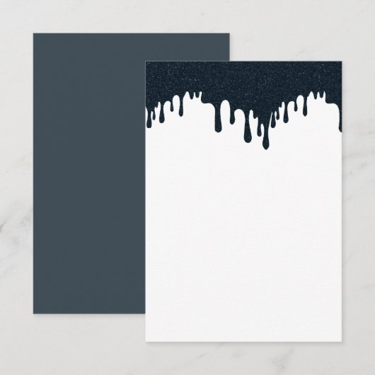 Aangepaste houtskooldruppel RSVP-kaart – Clean Whi RSVP Kaartje (Voorkant / Achterkant)