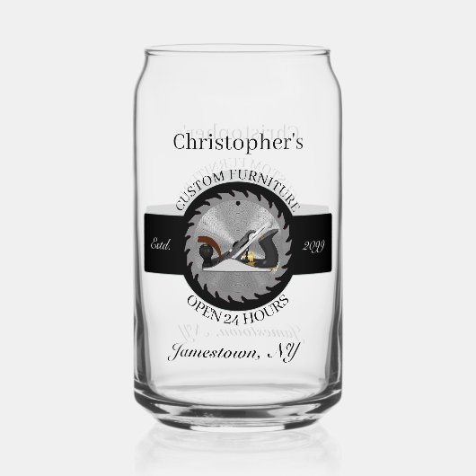 Aangepaste houtwerk Zaagblad Vliegtuig Drinkware B Blikvorm Glas (Voorkant)