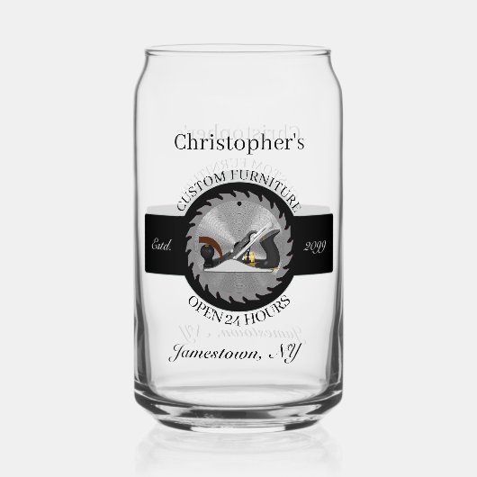 Aangepaste houtwerk Zaagblad Vliegtuig Drinkware B Blikvorm Glas (Achterkant)