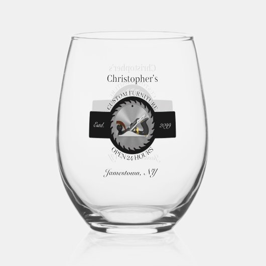 Aangepaste houtwerk Zaagblad Vliegtuig Drinkware C Wijnglas Zonder Voet (Voorkant)