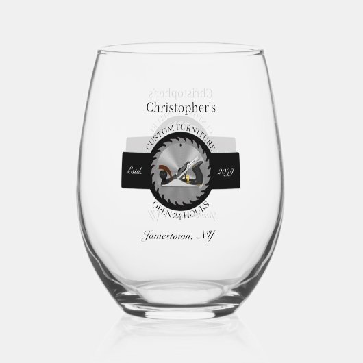 Aangepaste houtwerk Zaagblad Vliegtuig Drinkware C Wijnglas Zonder Voet (Achterkant)