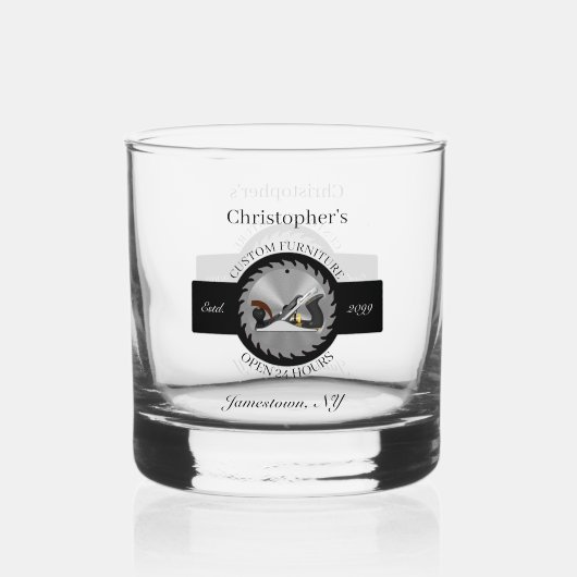 Aangepaste houtwerk Zaagblad Vliegtuig Drinkware R Whisky Glas (Achterkant)
