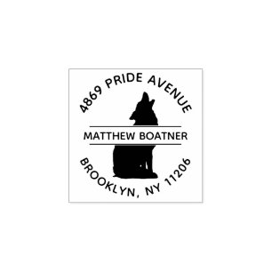 Aangepaste Howling Wolf Retouradres Rubber Stempel