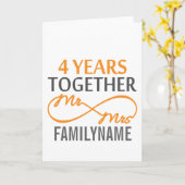 Aangepaste Hr en Mevrouw 4e trouwdag Kaart (Gele Bloem)