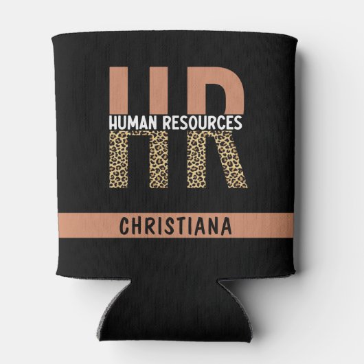 Aangepaste HR Human Resources Luipaardprint HR-cad Blikjeskoeler (Achterkant)