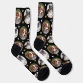 Aangepaste Huisdier 2 Foto Hart Zwart Wit Paw Prin Sokken (Rechts)