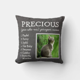 Aangepaste huisdier aandenken op donkergrijze linn kussen